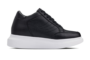 Elevator shoes height increase CALTO - Q510 - 2.6 Inches Taller Lightweight (Black/White Sole) - Chunky Sole Sneakers
