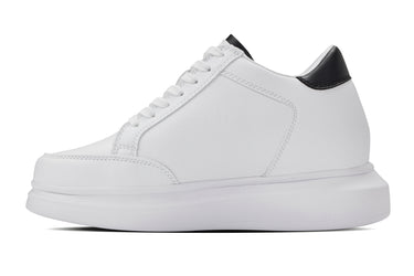 Elevator shoes height increase CALTO - Q511 - 2.6 Inches Taller Lightweight (White/White Sole) - Chunky Sole Sneakers