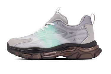 Elevator shoes height increase CALTO - S3863 - 2.6 Inches Taller (Green/Grey) - Chunky Sole Sporty Sneakers