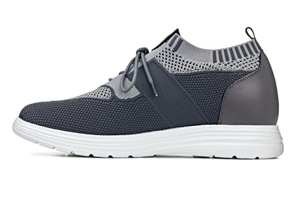 CALTO - X1341 - 2.8 Inches Taller (Iron Gray/Glacier Gray) - Lace Up Casual Walker - Lightweight