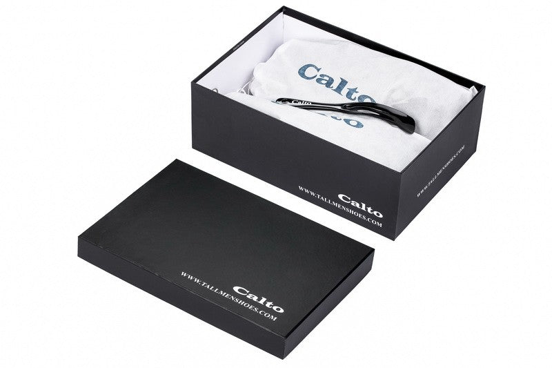 Elevator shoes height increase CALTO Black Formal Dress Shoes - Three Inches - Y1004